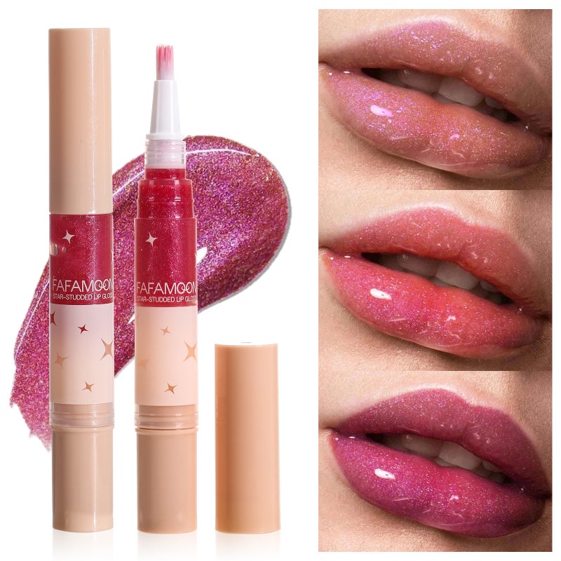 Fafamoon Pearlescent Lip Gloss Rotating Pen Easy Coloring Soft Brush Flash Lip Honey Doodle Lip Pearlescent Lip Glaze Explosions - Image 2